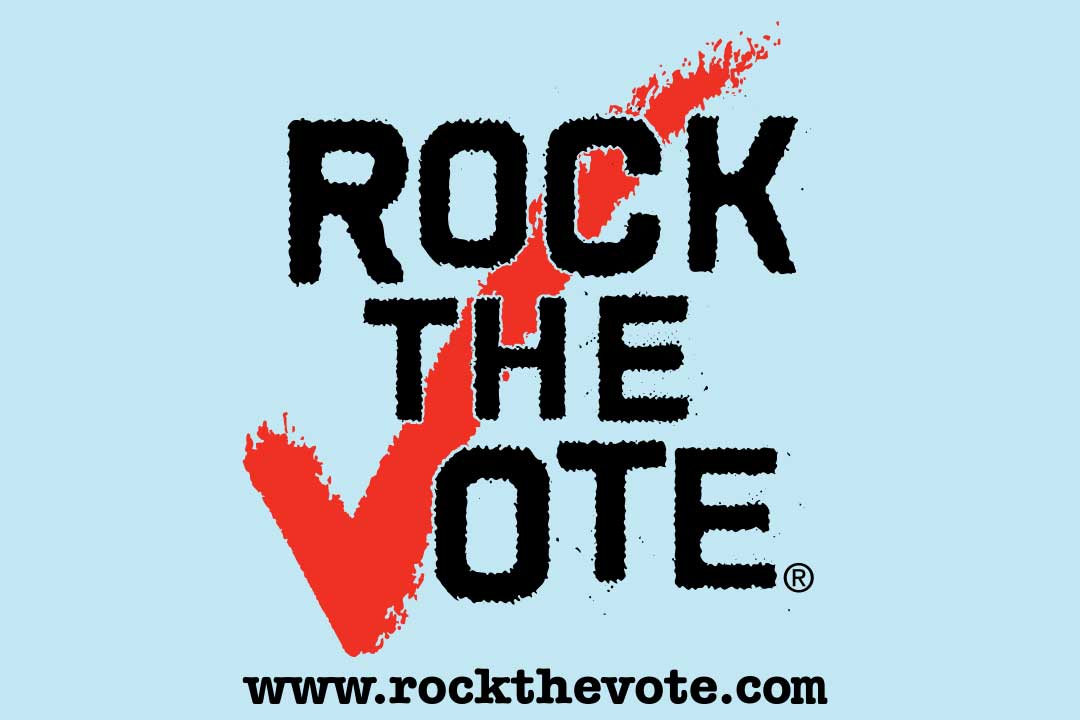 Firma con Rock the Vote e un segno di spunta rosso